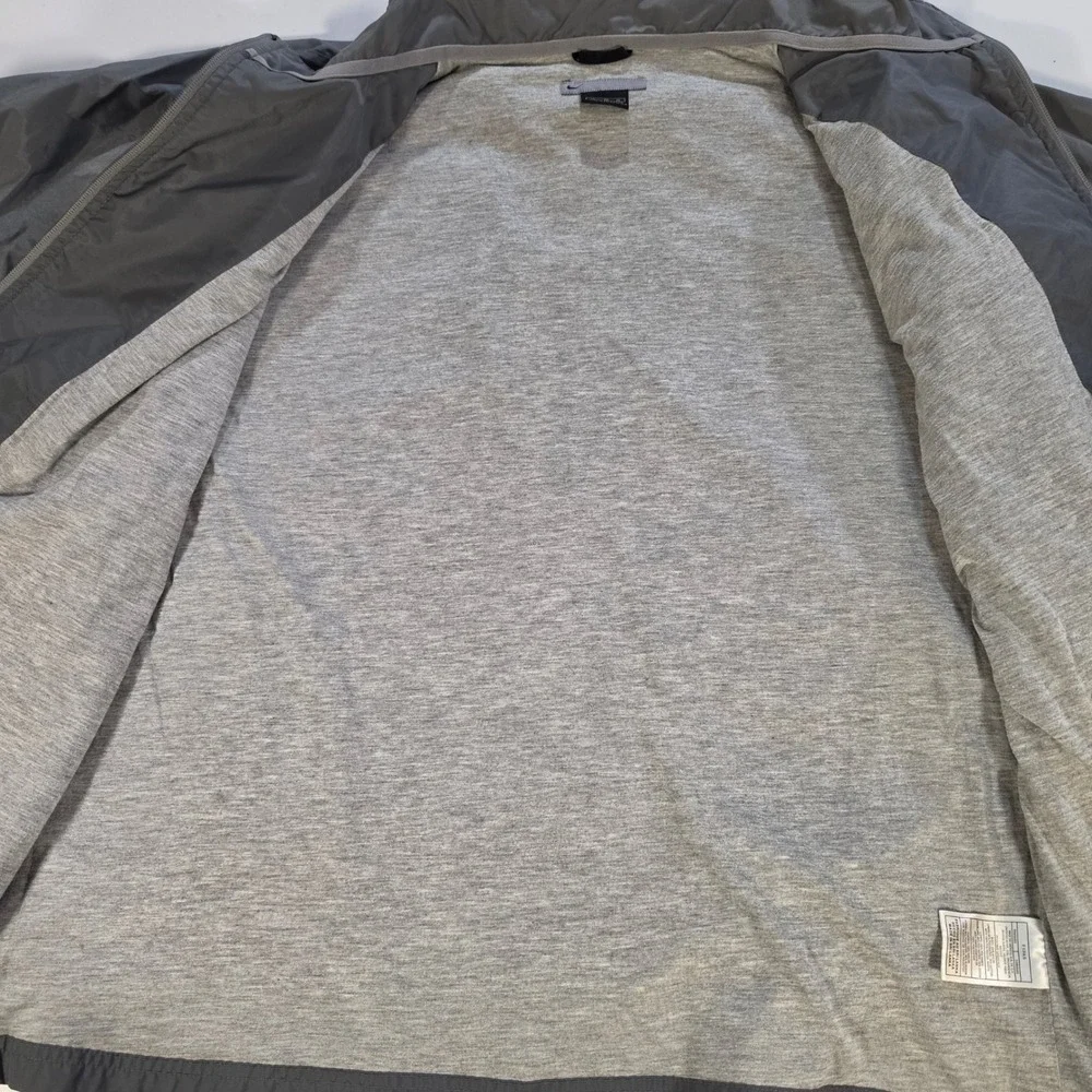 Nike Mens Full Zip Windbreaker Jacket Grey Jersey Lined XL Pocket Logo Vtg 2001